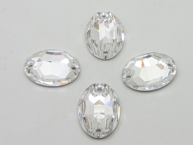 6pcs. OVAL 16X11mm CRYSTAL SEW ON FLATBACK European Rhinestones